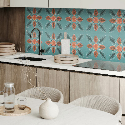 Vinyl wandbekleding Bloemenpatroon met bladeren