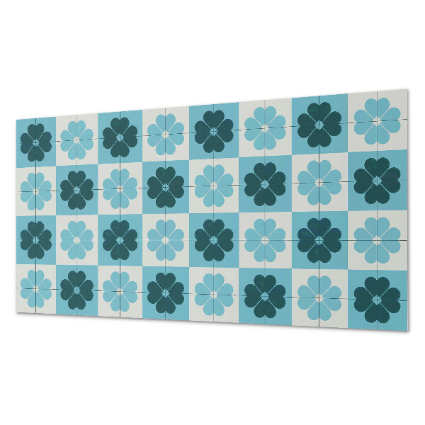 Vinyl wandpaneel Bloemen geruit patroon