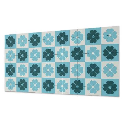 Vinyl wandpaneel Bloemen geruit patroon