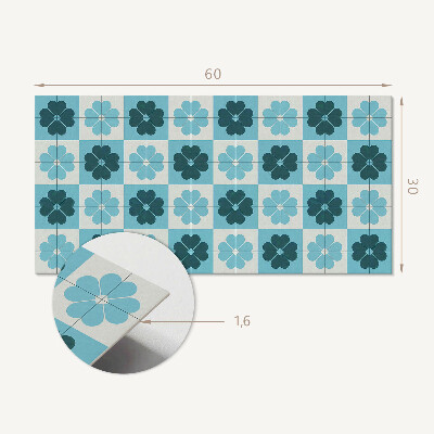 Vinyl wandpaneel Bloemen geruit patroon