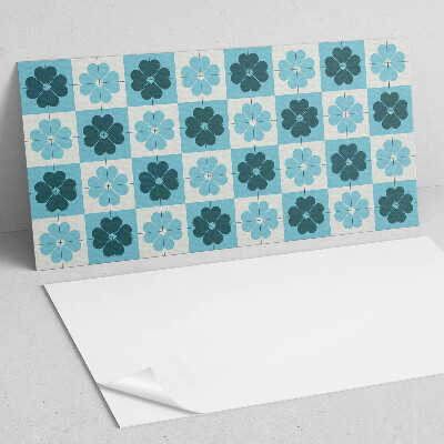 Vinyl wandpaneel Bloemen geruit patroon