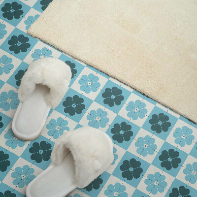 Vinyl wandpaneel Bloemen geruit patroon