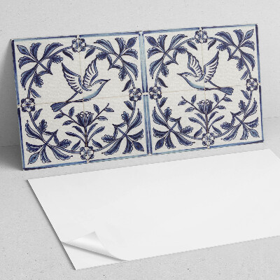 Vinyl wandbekleding Vogel tussen plantenmotief