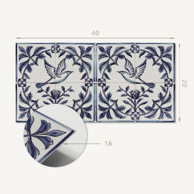 Vinyl wandbekleding Vogel tussen plantenmotief