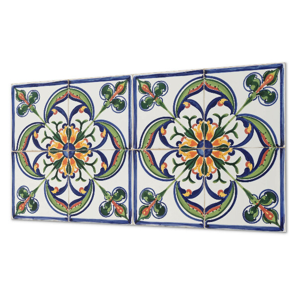 Vinyl wandpaneel Bloemenpatroon op de tegel