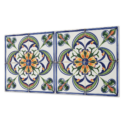 Vinyl wandpaneel Bloemenpatroon op de tegel