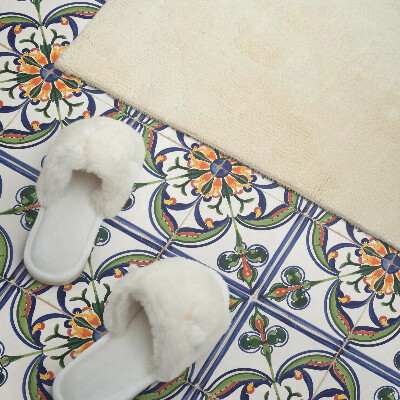 Vinyl wandpaneel Bloemenpatroon op de tegel