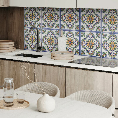 Vinyl wandpaneel Bloemenpatroon op de tegel