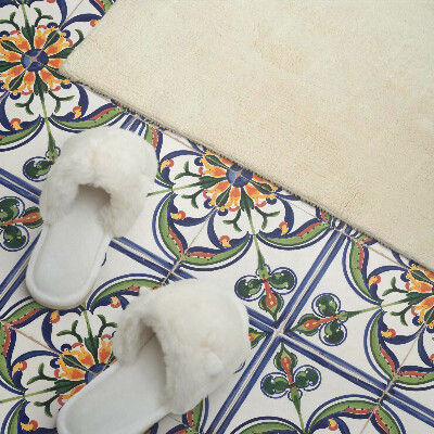 Vinyl wandpaneel Bloemenpatroon op de tegel