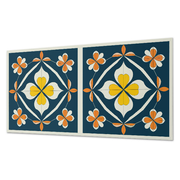 Vinyl wandbekleding Bloemenpatroon met symmetrie