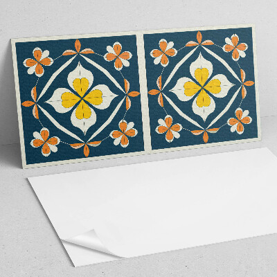 Vinyl wandbekleding Bloemenpatroon met symmetrie