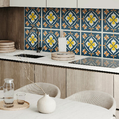 Vinyl wandbekleding Bloemenpatroon met symmetrie