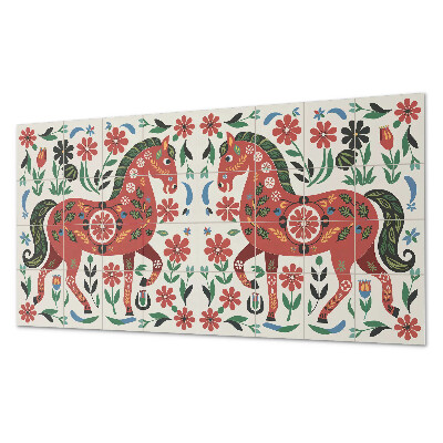 Pvc wandpaneel Paardenpatroon in bloemen