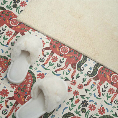 Pvc wandpaneel Paardenpatroon in bloemen