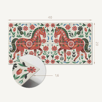 Pvc wandpaneel Paardenpatroon in bloemen