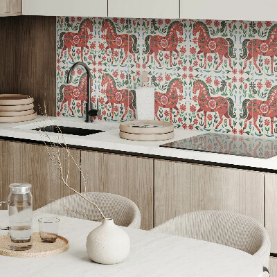 Pvc wandpaneel Paardenpatroon in bloemen