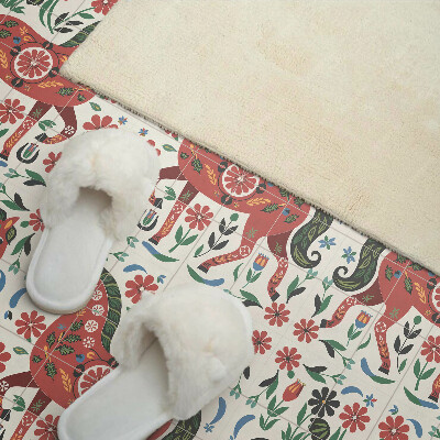 Pvc wandpaneel Paardenpatroon in bloemen