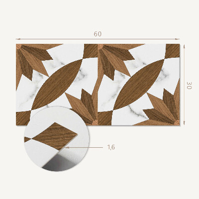 Vinyl wandbekleding Geometrisch patroon met hout