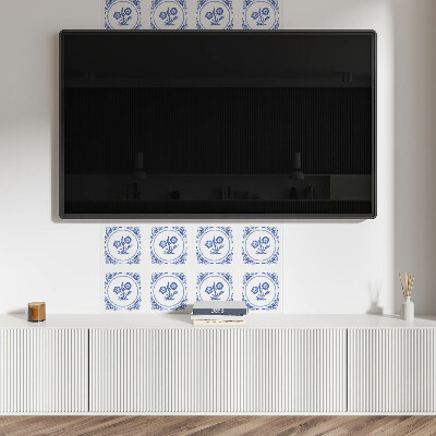 Vinyl wandbekleding Bloemenpatroon in een cirkel