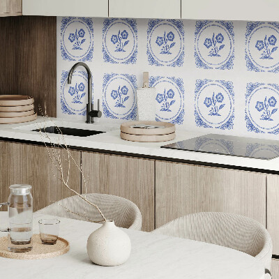 Vinyl wandbekleding Bloemenpatroon in een cirkel