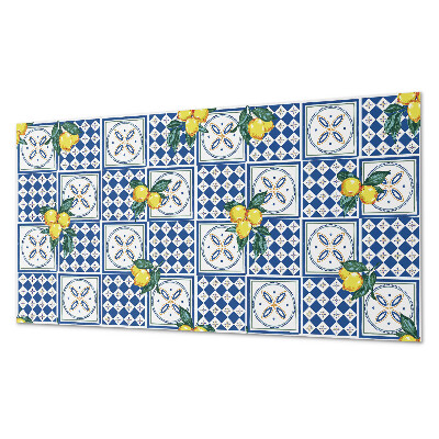 Pvc wandpaneel Citroenmotief op tegels