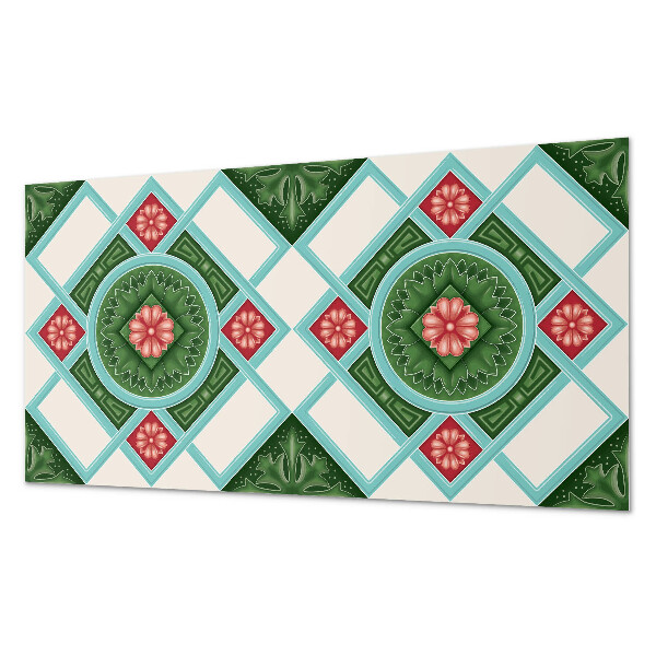 Vinyl wandbekleding Bloemenpatroon in een ruit