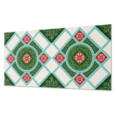 Vinyl wandbekleding Bloemenpatroon in een ruit