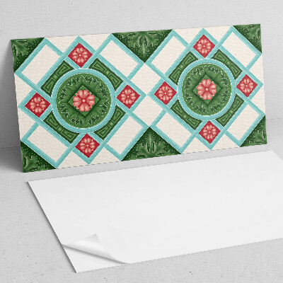 Vinyl wandbekleding Bloemenpatroon in een ruit