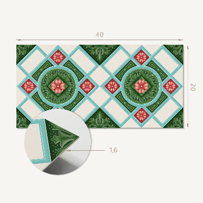 Vinyl wandbekleding Bloemenpatroon in een ruit