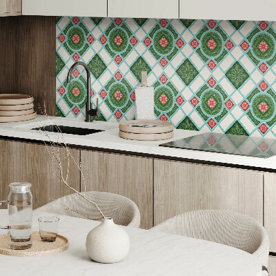 Vinyl wandbekleding Bloemenpatroon in een ruit