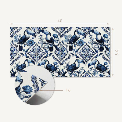 Vinyl wandpaneel Toekan op decoratieve tegels