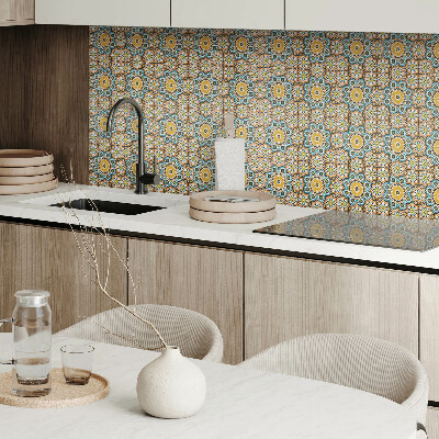 Vinyl wandpaneel Mozaïekpatroon met bloemen