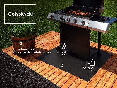 Barbecue onderlegger voor terras kwartcirkel 100x100 cm