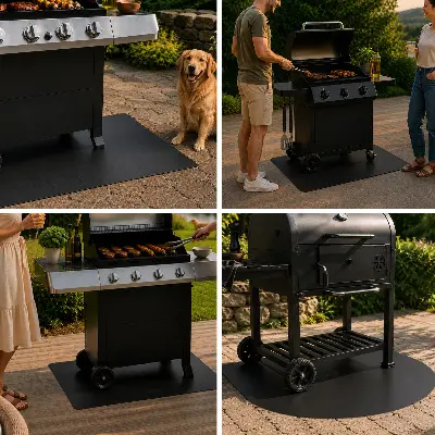 Barbecue onderlegger terras Kwartcirkel 100x100 cm