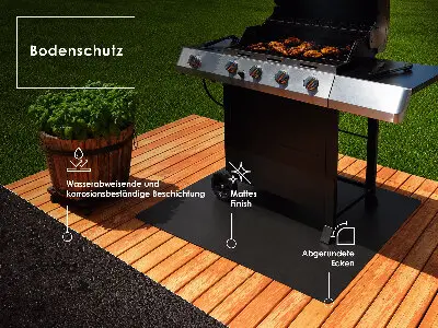 Barbecue onderlegger terras Kwartcirkel 100x100 cm