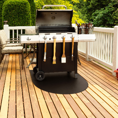 Stalen barbecue onderlegger in de vorm van een halfovaal 80x70 cm