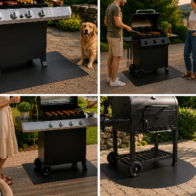 Brandwerende rechthoekige barbecue mat 100x80 cm