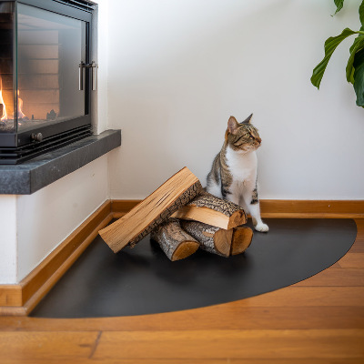 Plaat voor onder houtkachel, kwart rond in zwarte uitvoering