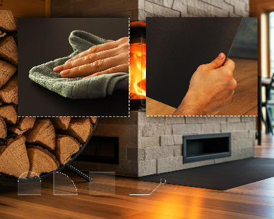 Plaat voor onder houtkachel, kwart rond in zwarte uitvoering