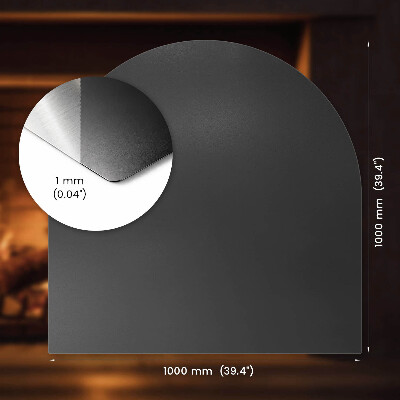 Vloerplaat voor houtkachel in halfovaal model, zwart