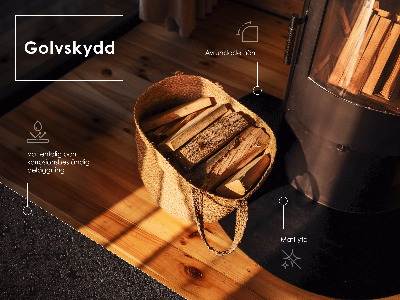 Vloerplaat voor houtkachel in halfovaal model, zwart