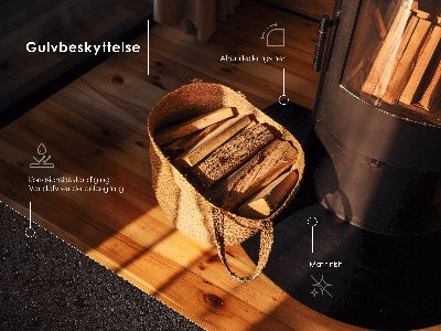 Vloerplaat voor houtkachel in halfovaal model, zwart