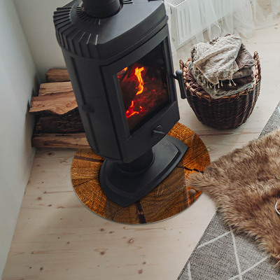 Onderplaat kachel ronde Houtnerf in dwarsdoorsnede