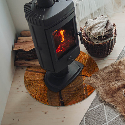 Onderplaat kachel ronde Houtnerf in dwarsdoorsnede