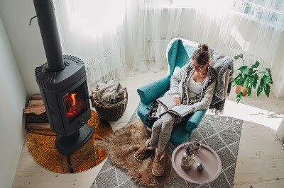 Onderplaat kachel ronde Houtnerf in dwarsdoorsnede