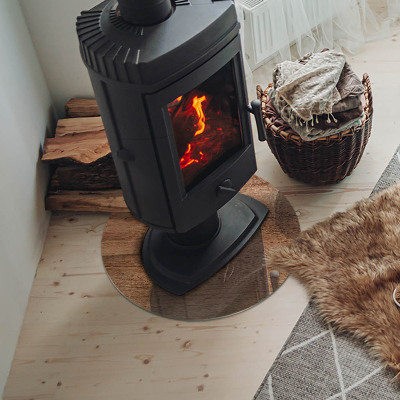 Onderplaat kachel ronde Natuurlijk houtpatroon