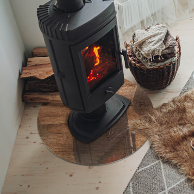 Onderplaat kachel ronde Natuurlijk houtpatroon