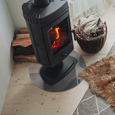 Onderplaat kachel ronde Betontextuur met effect