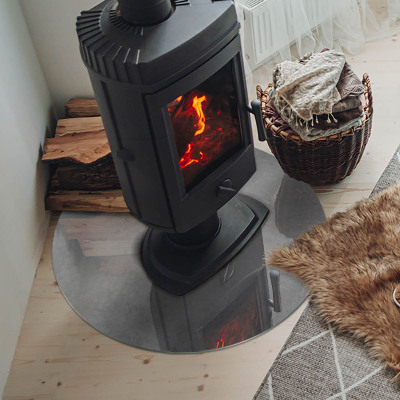 Onderplaat kachel ronde Betontextuur met effect