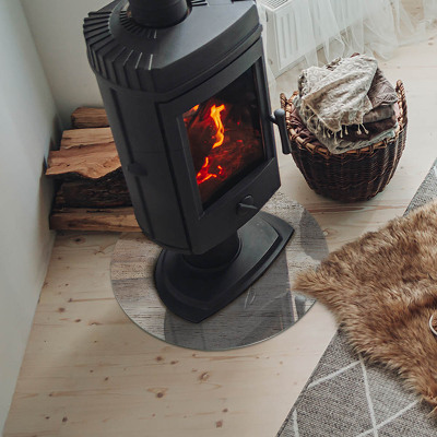 Onderplaat kachel ronde Lichte houtstructuur